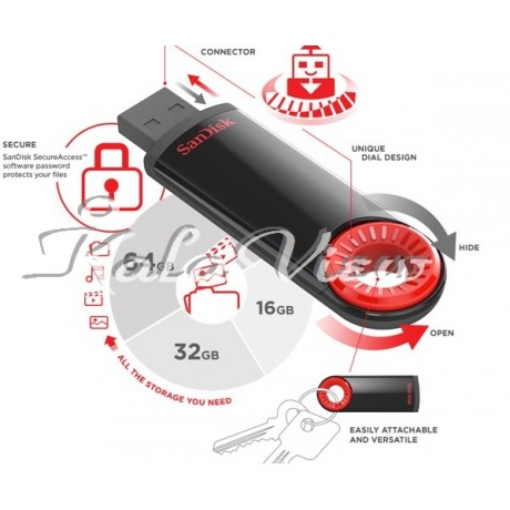 فلش مموری لوازم جانبی سن دیسک CRUZER DIAL CZ57  64GB