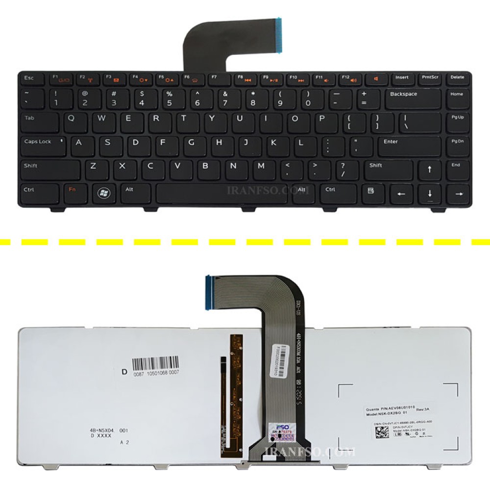 کیبرد لپ تاپ دل XPS L502 با بک لایت-با فریم