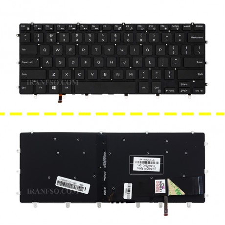 کیبرد لپ تاپ دل XPS 15 9550 مشکی-اینتر کوچک-با بک لایت-بدون فریم