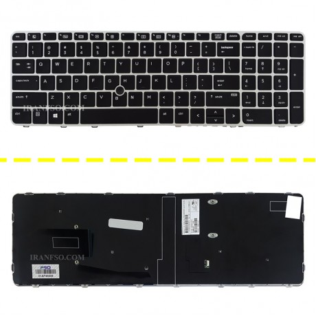 کیبرد لپ تاپ اچ پی EliteBook 850 G3 755 G3 مشکی-با موس بدون بک لایت-با فریم نقره ای