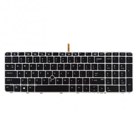 کیبرد لپ تاپ اچ پی EliteBook 850 G3 755 G3 مشکی-با موس با بک لایت-با فریم نقره ای