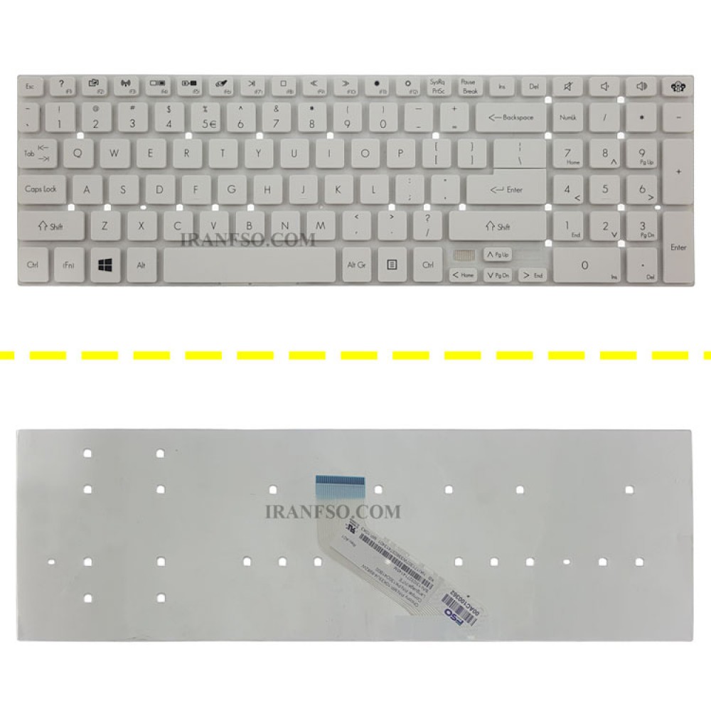 کیبرد لپ تاپ ایسر Keyboard Aspire E1-570 سفید-اینتر کوچک بدون فریم
