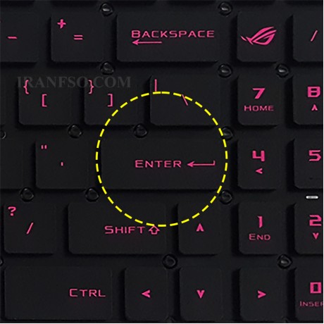 کیبرد لپ تاپ ایسوس ROG Strix GL502 مشکی-اینترکوچک-با بک لایت با فونت صورتی