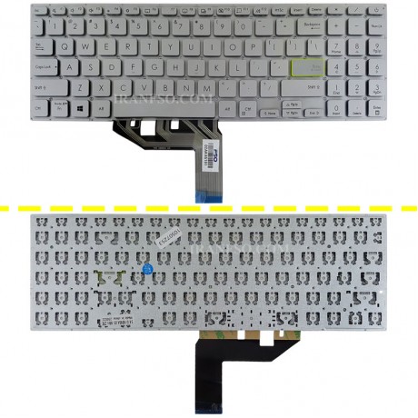 کیبرد لپ تاپ ایسوس VivoBook S15 S531 نقره ای-اینترکوچک-بدون فریم با کلید پاور