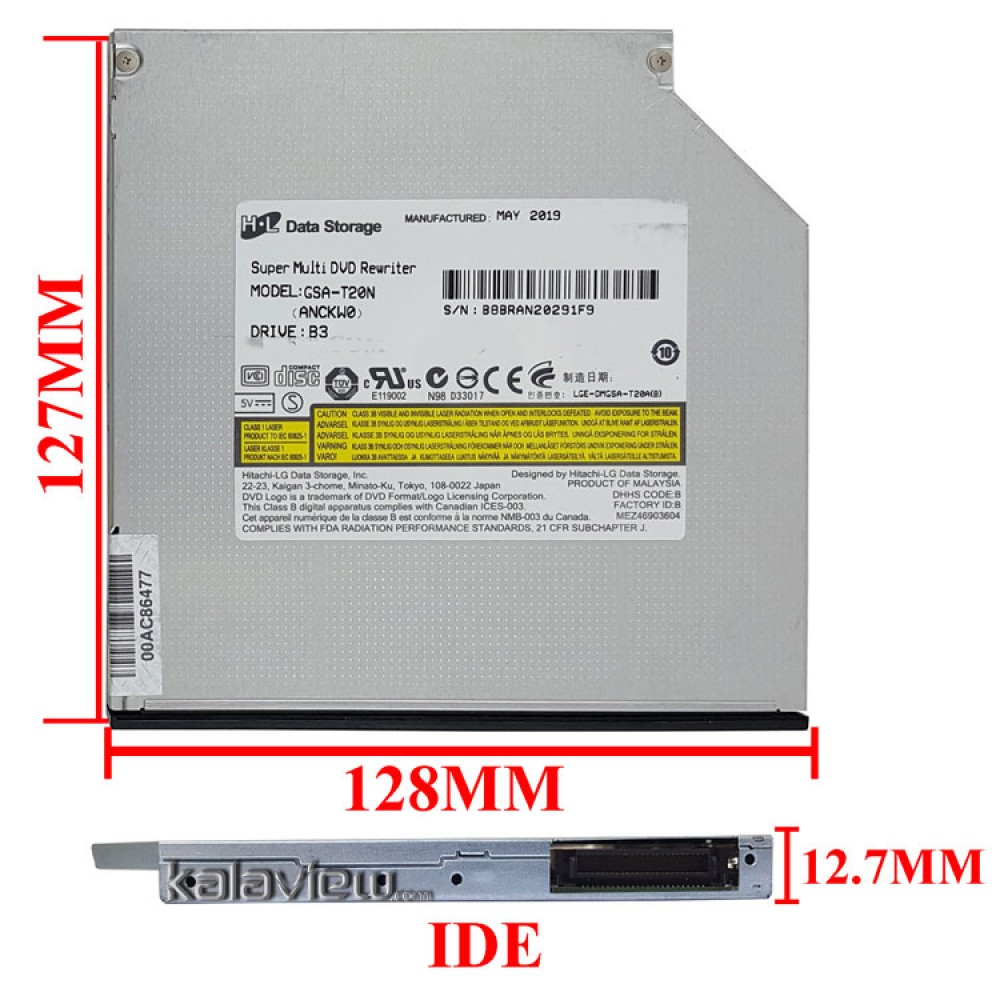 درایو لپ تاپ دی وی دی رایتر قدیمی H.L IDE Slim 12.7mm ریفر