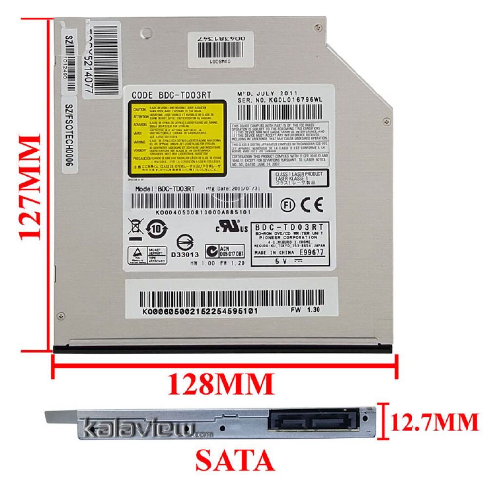 درایو لپ تاپ بلوری رام پایونیر Sata Slim 12.7mm