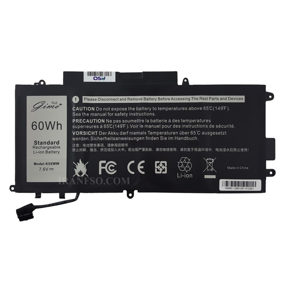 باتری لپ تاپ دل Latitude 5289-7389-7390 K5XWW Gimo Plus مشکی داخلی-60 وات ساعت