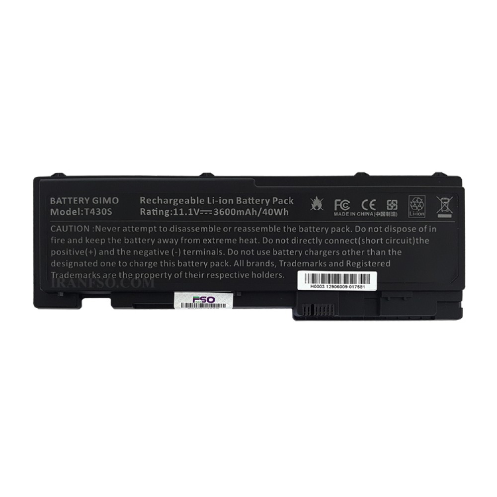 باتری لپ تاپ لنوو LenovoThinkpad T430S-4Cell مشکی-40 وات ساعت