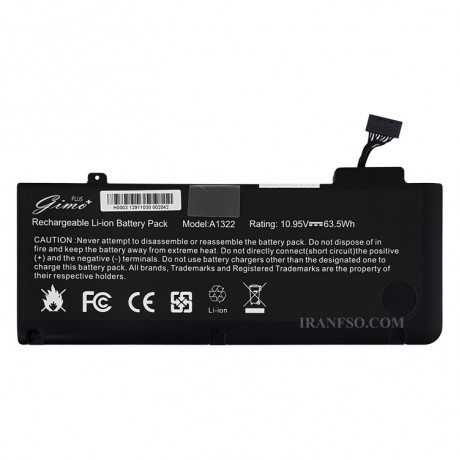 باتری لپ تاپ اپل MacBook A1322 Pro 13inch 2009-2012 Gimo Plus مشکی