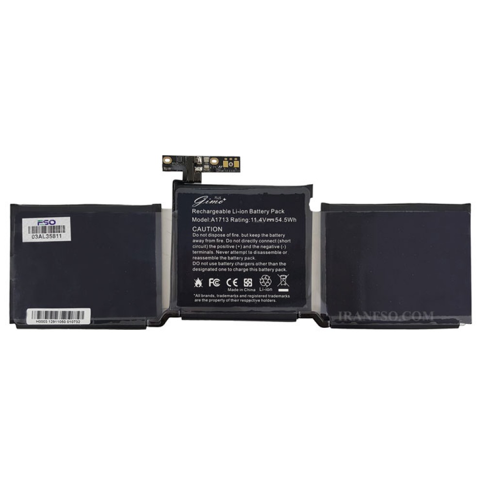 باتری لپ تاپ اپل A1713 2016-2017 Gimo Plus مشکی-54.5 وات ساعت
