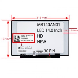 ال ای دی لپ تاپ 14.0 MB140AN01 NEW نازک مات 30 پین بدون جاپیچ 315x197x2.8mm