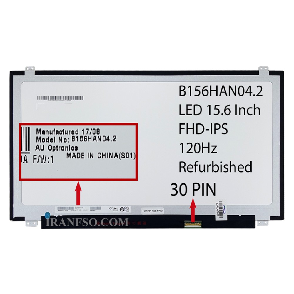 ال ای دی لپ تاپ 15.6 AUO B156HAN04.2 Grade A نازک مات 30 پین FHD-IPS-120HZ