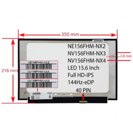 ال ای دی لپ تاپ 15.6 NV156FHM-NX4 NX3 NE156FHM-NX2 نازک مات 40 پین FHD-IPS-EDP-144HZ بدون جاپیچ 350x216x2.8mm