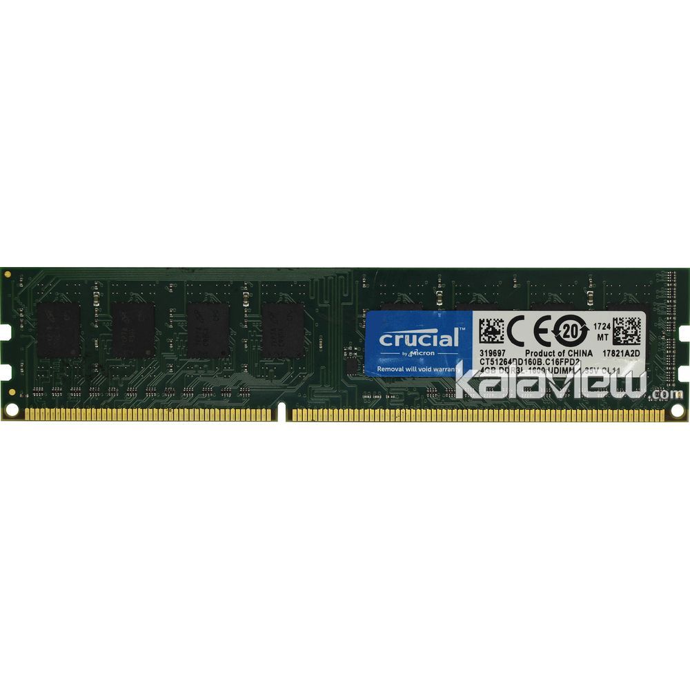 رم کامپیوتر کروشیال 4GB مدل DDR3L باس 1600MHZ/12800 چین CT51264BD160B.C16FPD2 تایمینگ CL11