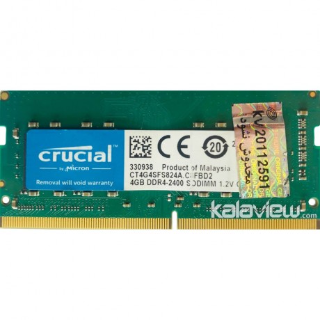 رم لپ تاپ کروشیال 4GB مدل DDR4 باس 2400MHZ/19200 مالزی CT4G4SFS824A.C8FBD2 تایمینگ CL17