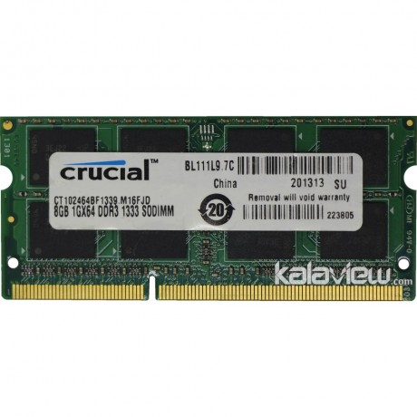رم لپ تاپ کروشیال 8GB مدل DDR3 باس 1333MHZ/10600 چین CT102464BF1339.M16FJD تایمینگ CL9