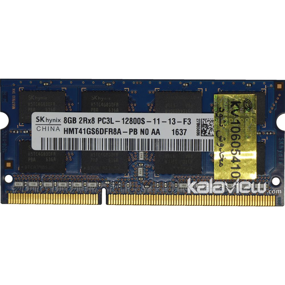 رم لپ تاپ اس کی هاینیکس 8GB مدل DDR3L باس 1600MHZ/12800 چین HMT41GS6DFR8A-PB N0 AA تایمینگ CL11