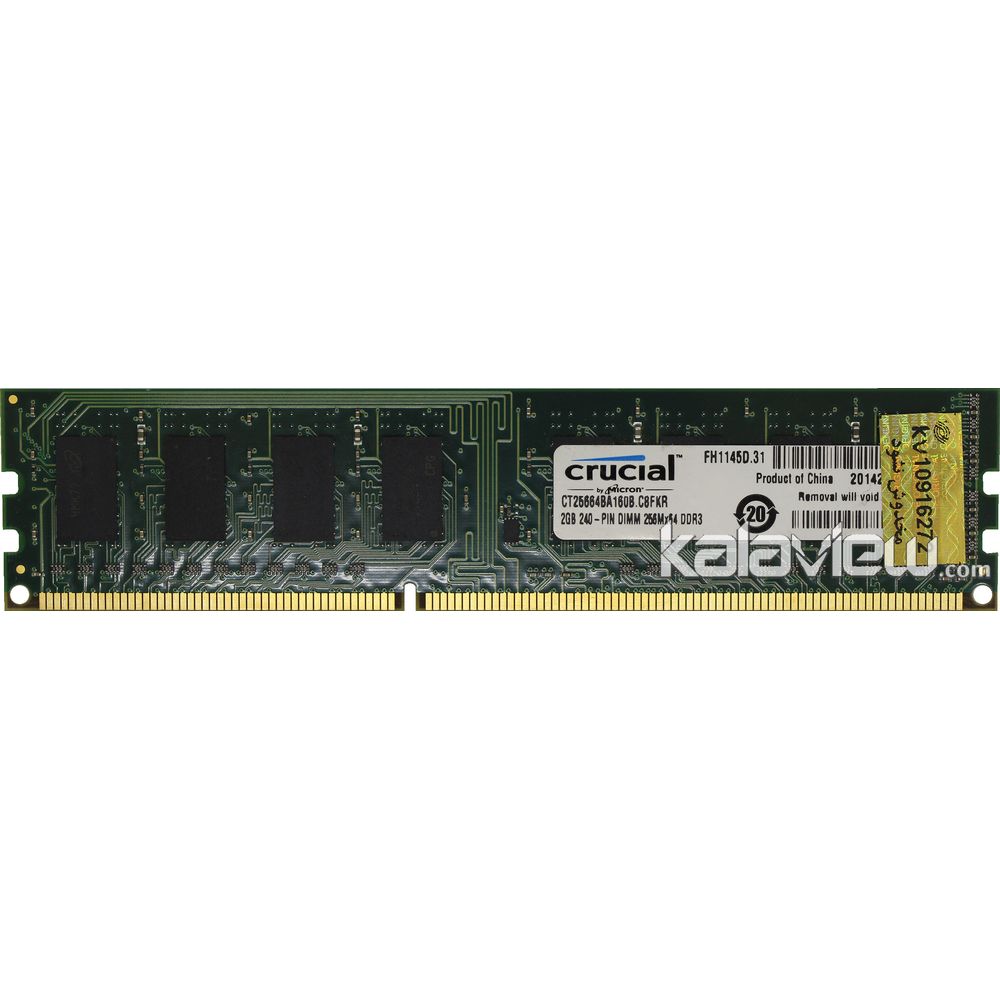 رم کامپیوتر کروشیال 2GB مدل DDR3 باس 1600MHZ/12800 چین CT25664BA160B.C8FKR تایمینگ CL11