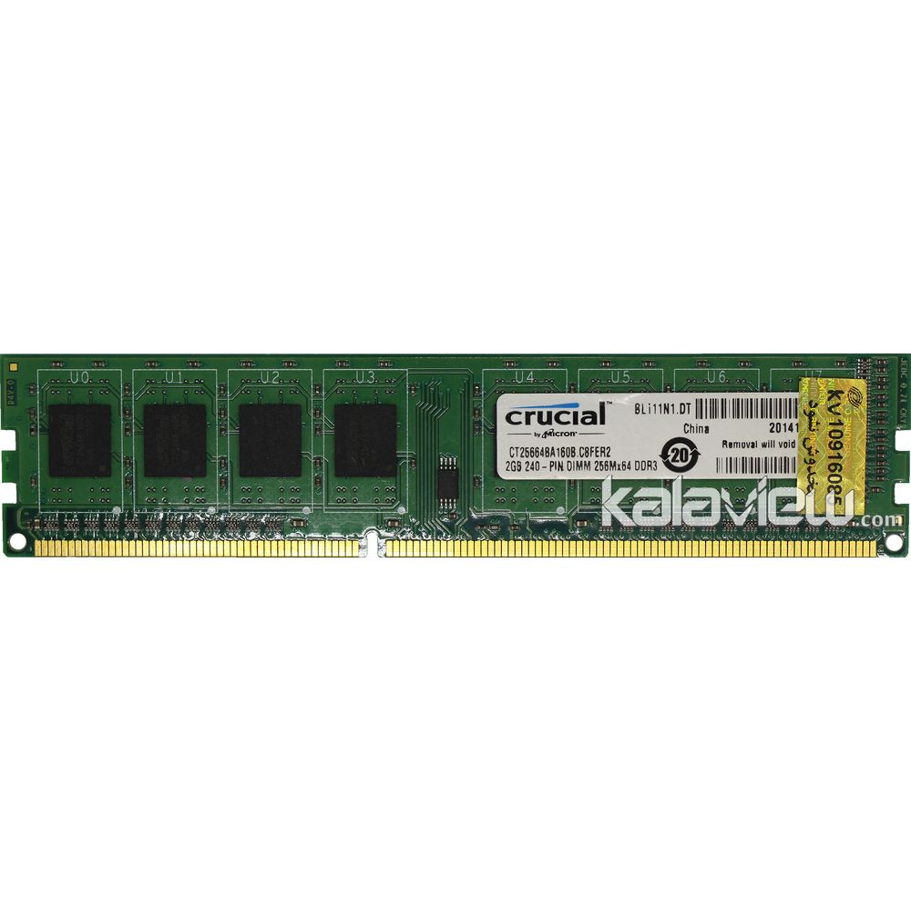 رم کامپیوتر کروشیال 2GB مدل DDR3 باس 1600MHZ/12800 چین CT25664BA160B.C8FER2 تایمینگ CL11