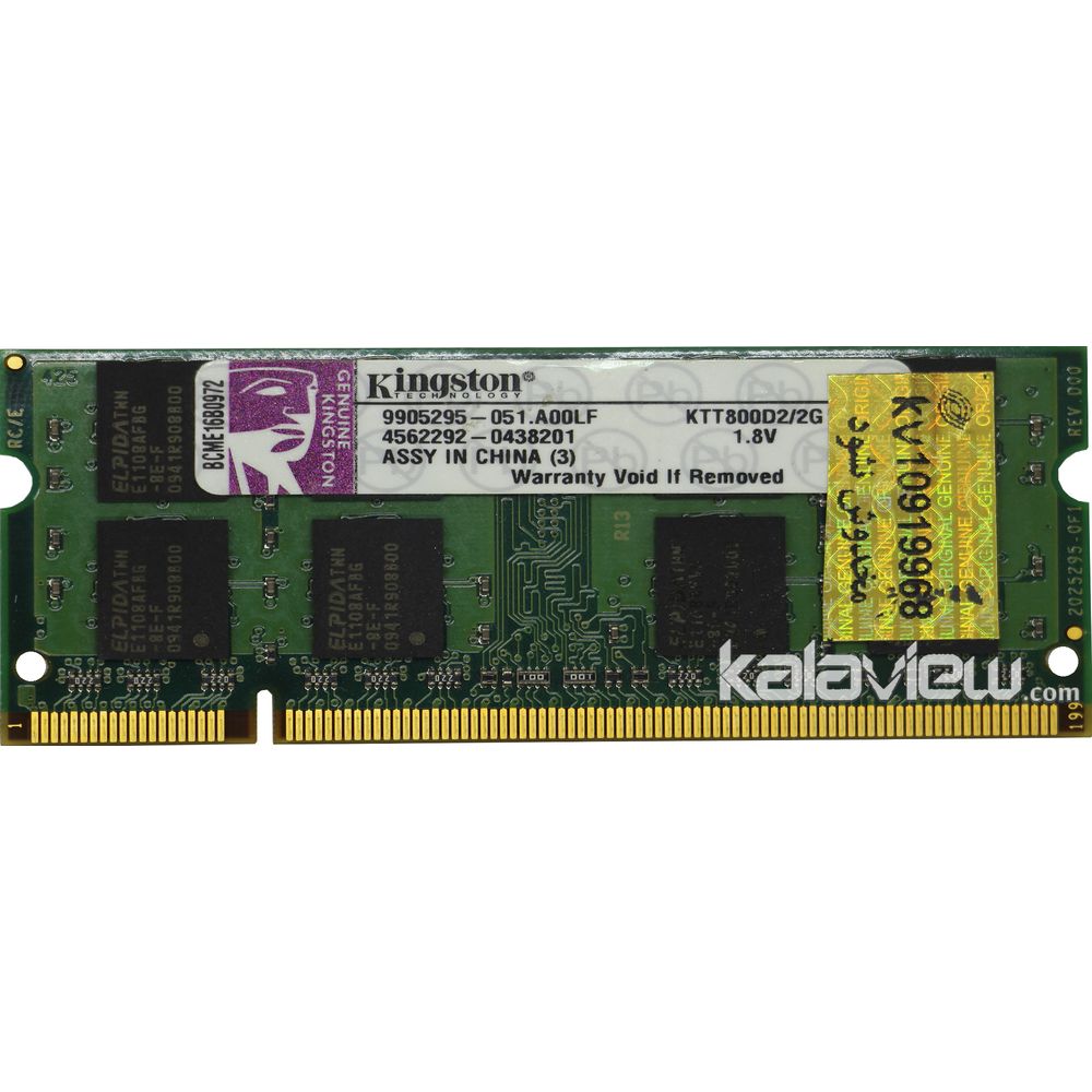 رم لپ تاپ کینگستون 2GB مدل DDR2 باس 800MHZ/6400 چین KTT800D2-2G تایمینگ CL6