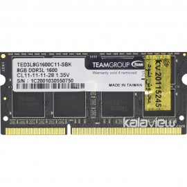 رم لپ تاپ تیم گروپ 8GB مدل DDR3L باس 1600MHZ/12800 تایوان TED3L8G1600C11-SBK تایمینگ CL11