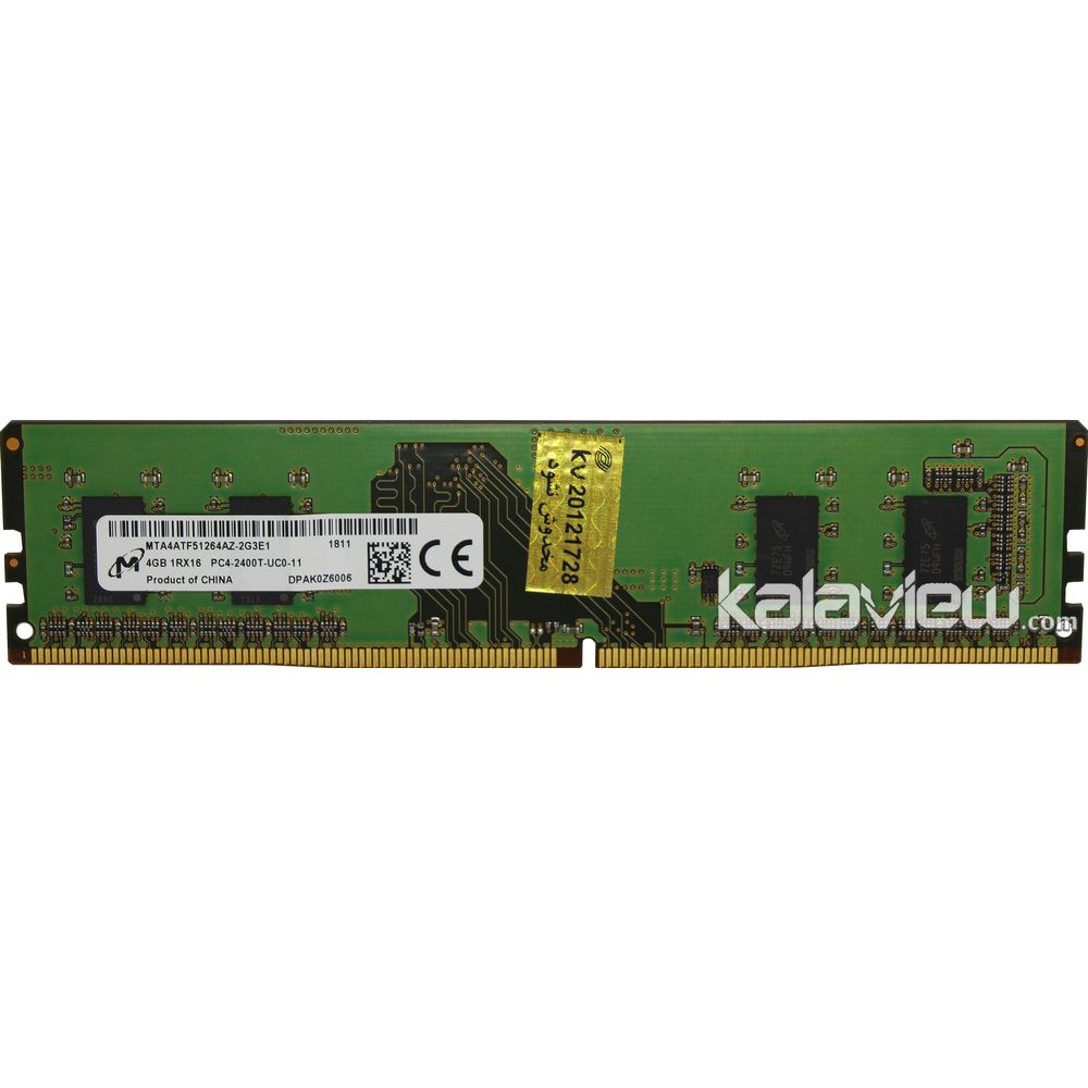 رم کامپیوتر میکرون 4GB مدل DDR4 باس 2400MHZ/19200 چین MTA4ATF51264AZ-2G3E1 تایمینگ CL17