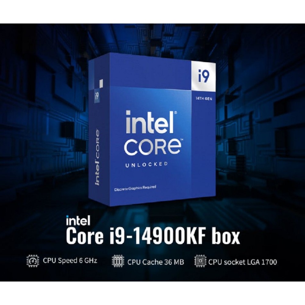 پردازنده مرکزی کامپیوتر اینتل مدل RAPTOR LAKE CORE I9 14900KF BOX با جعبه