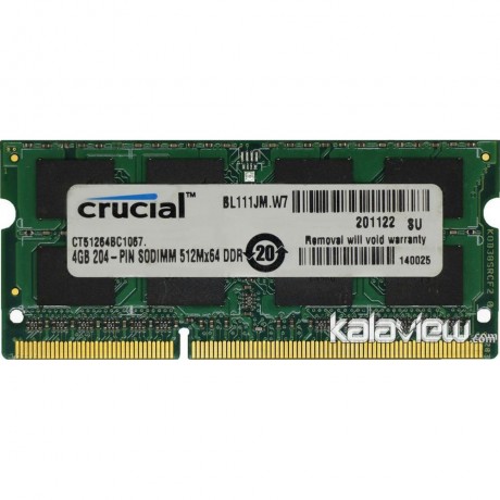 رم لپ تاپ کروشیال 4GB مدل DDR3 باس 1066MHZ/8500 آمریکا CT51264BC1067 تایمینگ CL7