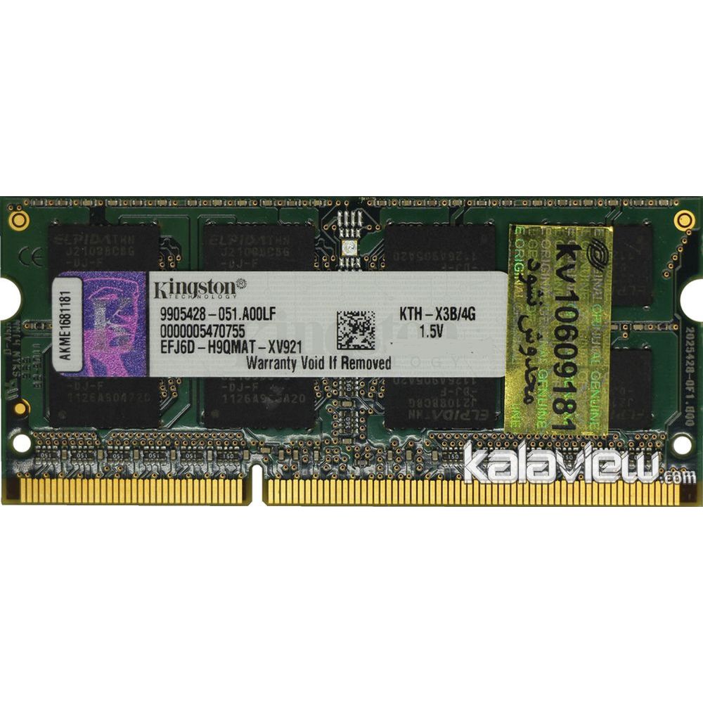 رم لپ تاپ کینگستون 4GB مدل DDR3 باس 1333MHZ/10600 تایوان KTH-X3B/4G تایمینگ CL9