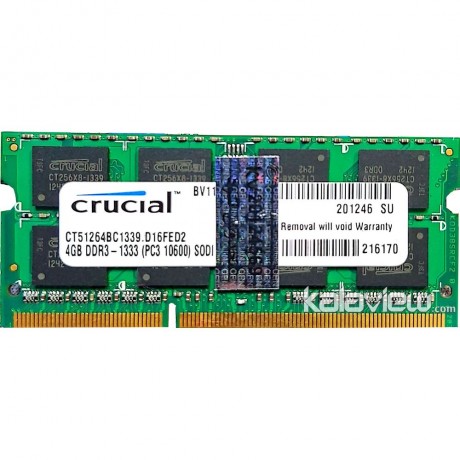 رم لپ تاپ کروشیال 4GB مدل DDR3 باس 133MHZ/10600 چین CT51264BC1339.D16FED2 تایمینگ CL9